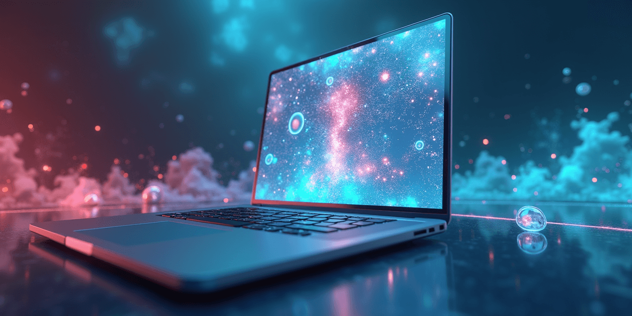 AI-generated image showing a futuristic browser interface with an AI assistant overlay on a portfolio website